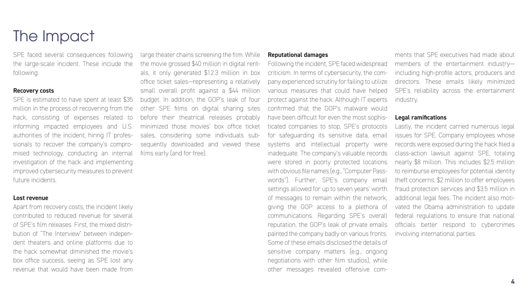 Sony case study, page 4: the impact