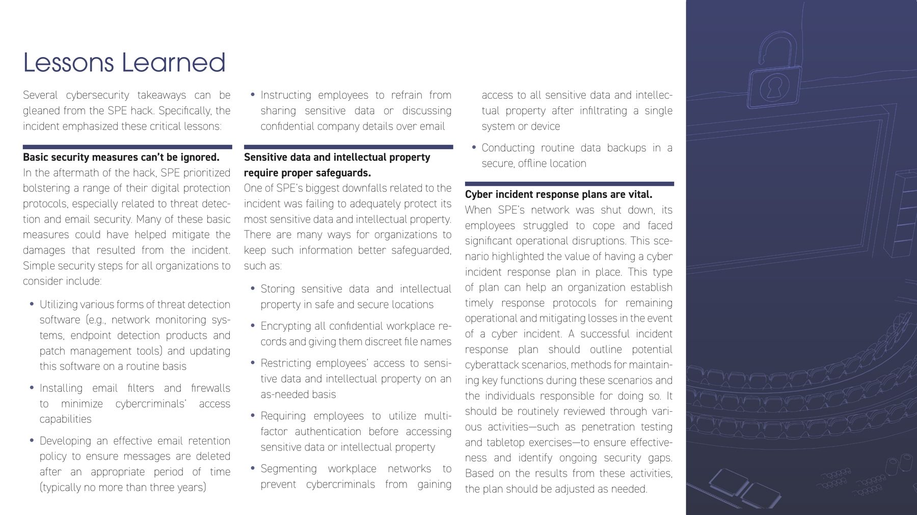 Sony case study, page 5: lessons learned