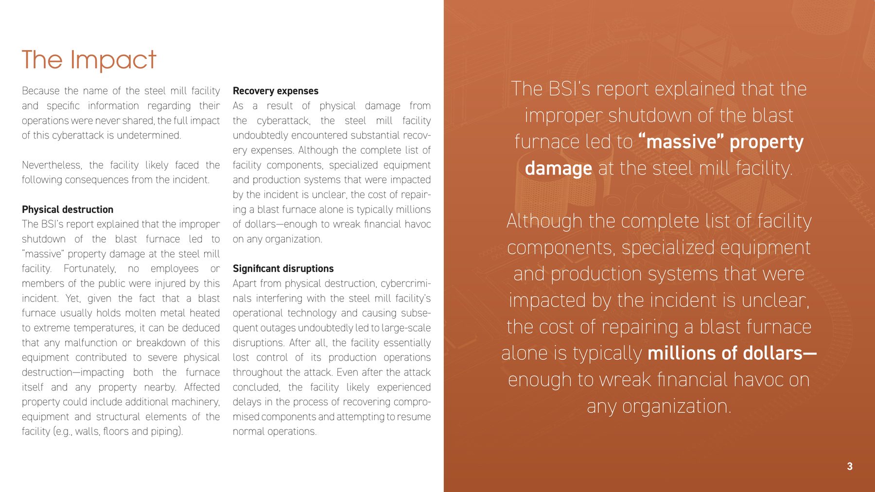 Steel mill case study, page 3: the impact
