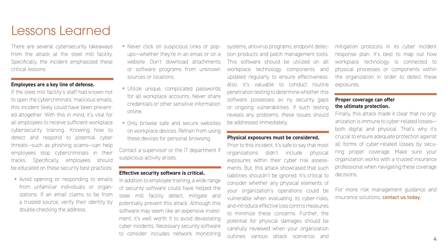 Steel mill case study, page 4: lessons learned