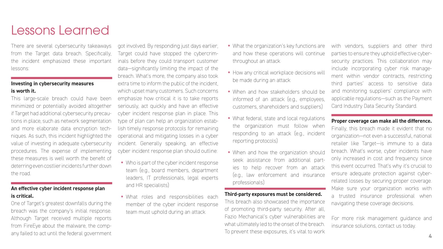Target case study, page 4: lessons learned