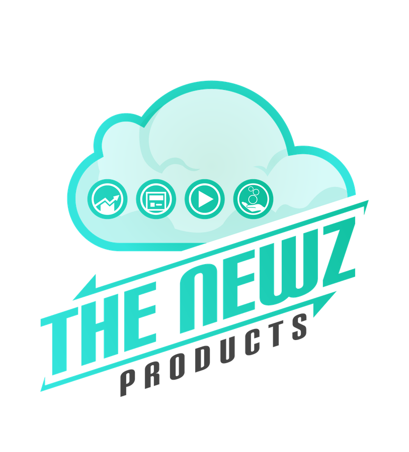 The Newz, Products badge: a teal cloud holding four product icons